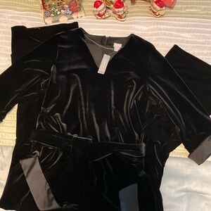 CHICO’S JUMPSUIT VELVET V-NECK SPECIAL HOLIDAY OCCASIONS SZ 3 (16/XL) NWT